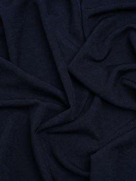 Stretch Terry-Like Rib Knit – Navy Blazer Blue – Designer Deadstock Stretch Terry-Like Rib Knit – Navy Blazer Blue – Designer Deadstock