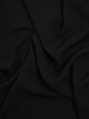 Stretch Textured Polyester Woven – Black – Designer Deadstock Stretch Textured Polyester Woven – Black – Designer Deadstock
