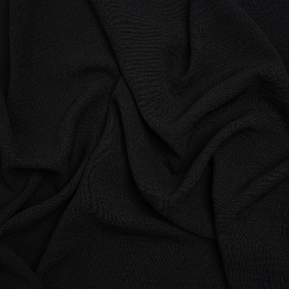 Stretch Textured Polyester Woven – Black – Designer Deadstock Stretch Textured Polyester Woven – Black – Designer Deadstock