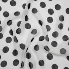 Polyester Chiffon Print – Black and White Polka Dots – Designer Deadstock Polyester Chiffon Print – Black and White Polka Dots – Designer Deadstock