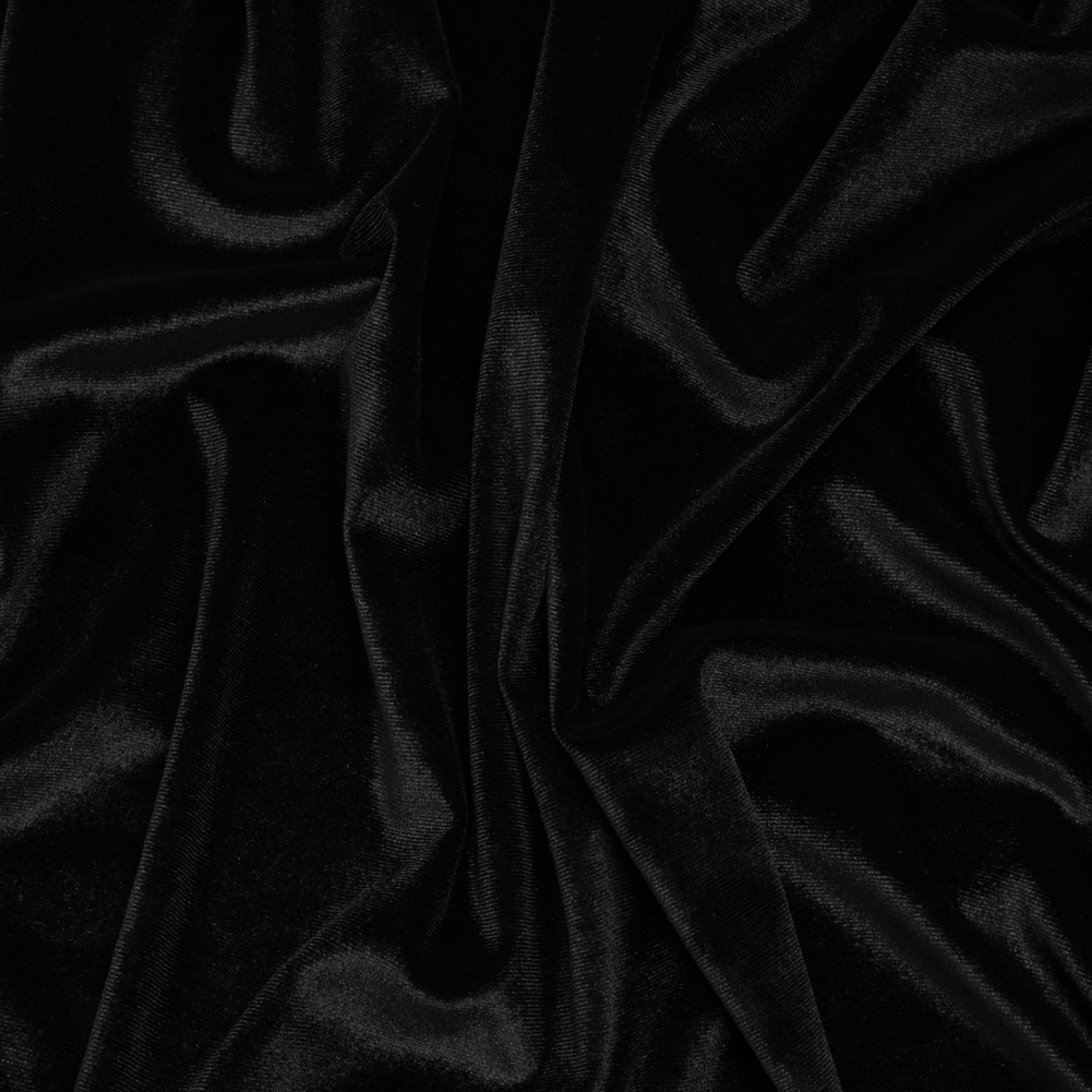 Stretch Polyester Velour – Black – Designer Deadstock Stretch Polyester Velour – Black – Designer Deadstock