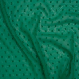 Polyester Swiss Dot Chiffon – Kelly Green Polka Dots – Designer Deadstock Polyester Swiss Dot Chiffon – Kelly Green Polka Dots – Designer Deadstock