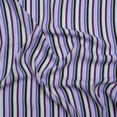 Lightweight Polyester Crepe – Lavender, Aqua and Black Stripes – Designer Deadstock Lightweight Polyester Crepe – Lavender, Aqua and Black Stripes – Designer Deadstock