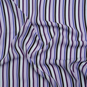Lightweight Polyester Crepe – Lavender, Aqua and Black Stripes – Designer Deadstock Lightweight Polyester Crepe – Lavender, Aqua and Black Stripes – Designer Deadstock