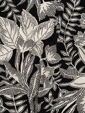 Rayon and Linen Challis – Black and Ivory Floral – Designer Deadstock Rayon and Linen Challis – Black and Ivory Floral – Designer Deadstock