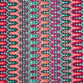 Lacy Sweater Knit with Metallic Accents – Magenta, Neon Orange and Teal Wave Stripes – Designer Deadstock Lacy Sweater Knit with Metallic Accents – Magenta, Neon Orange and Teal Wave Stripes – Designer Deadstock