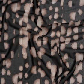 Polyester Stretch Mesh Print – Black, Beige and Cream Abstract Spots – Designer Deadstock Polyester Stretch Mesh Print – Black, Beige and Cream Abstract Spots – Designer Deadstock