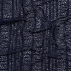 Ruched Stretched Nylon Mesh – Navy Blue Stripes – Designer Deadstock Ruched Stretched Nylon Mesh – Navy Blue Stripes – Designer Deadstock
