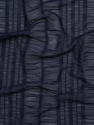 Ruched Stretched Nylon Mesh – Navy Blue Stripes – Designer Deadstock Ruched Stretched Nylon Mesh – Navy Blue Stripes – Designer Deadstock