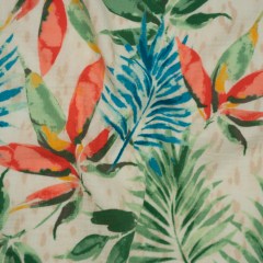 Double Cotton Gauze Print – Beige, Green and Dark Turquoise Palm Leaves – Designer Deadstock Double Cotton Gauze Print – Beige, Green and Dark Turquoise Palm Leaves – Designer Deadstock