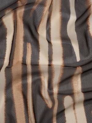 Polyester Stretch Mesh Print – Brown and Beige Painter Animal Stripes – Designer Deadstock Polyester Stretch Mesh Print – Brown and Beige Painter Animal Stripes – Designer Deadstock