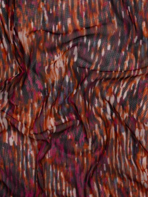 Stretch Polyester Mesh Print – Deep Magenta, Orange and White Striations – Designer Deadstock Stretch Polyester Mesh Print – Deep Magenta, Orange and White Striations – Designer Deadstock