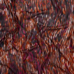 Stretch Polyester Mesh Print – Deep Magenta, Orange and White Striations – Designer Deadstock Stretch Polyester Mesh Print – Deep Magenta, Orange and White Striations – Designer Deadstock