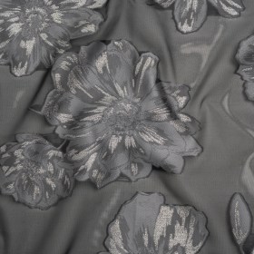 Metallic Burnout Brocade – Black, Gray and Silver Floral – Designer Deadstock Metallic Burnout Brocade – Black, Gray and Silver Floral – Designer Deadstock