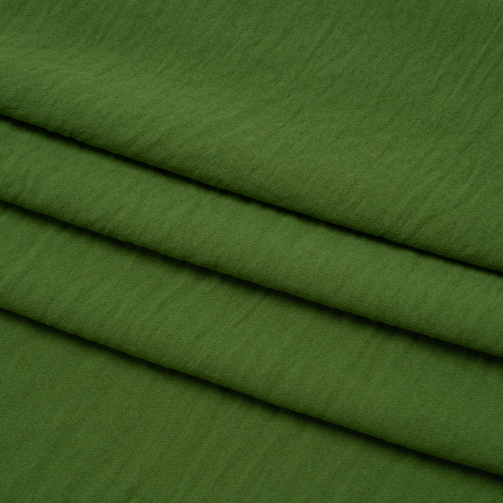 Crinkled Polyester Crepe – Kale Green – Designer Deadstock Crinkled Polyester Crepe – Kale Green – Designer Deadstock