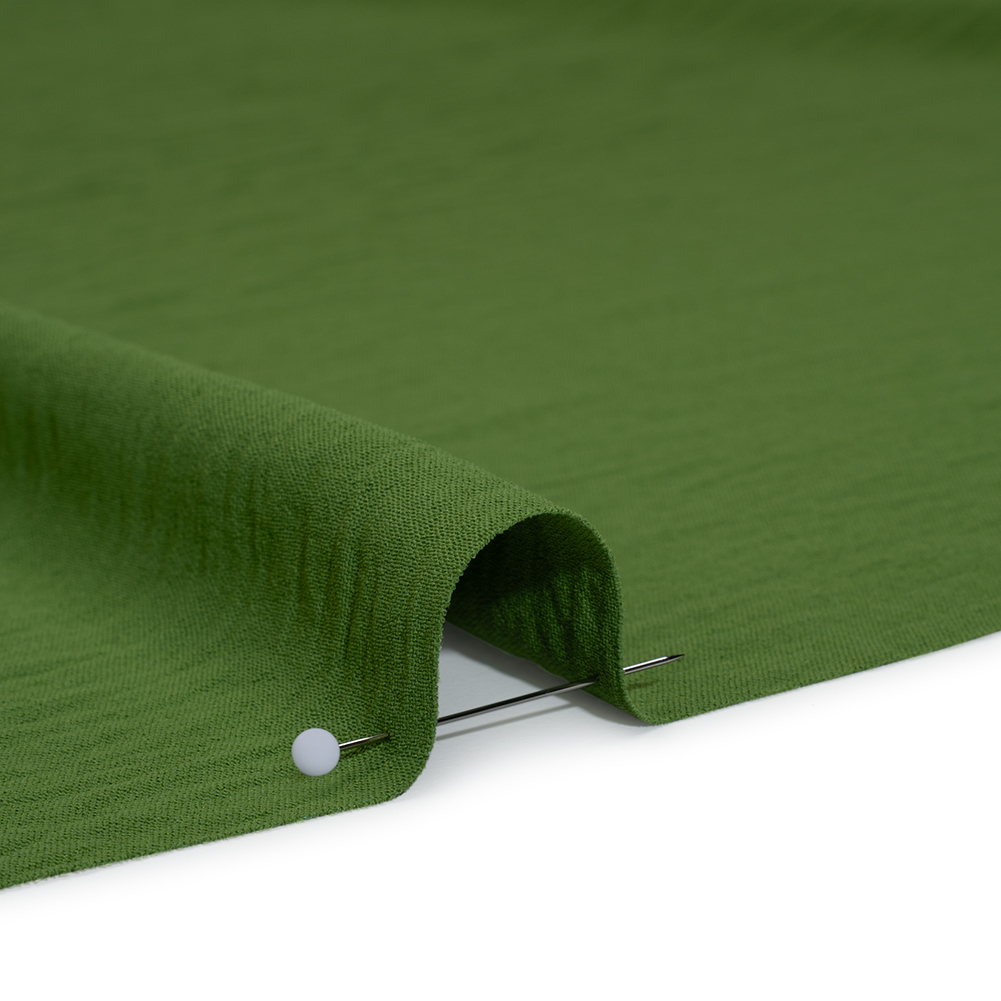 Crinkled Polyester Crepe – Kale Green – Designer Deadstock Crinkled Polyester Crepe – Kale Green – Designer Deadstock