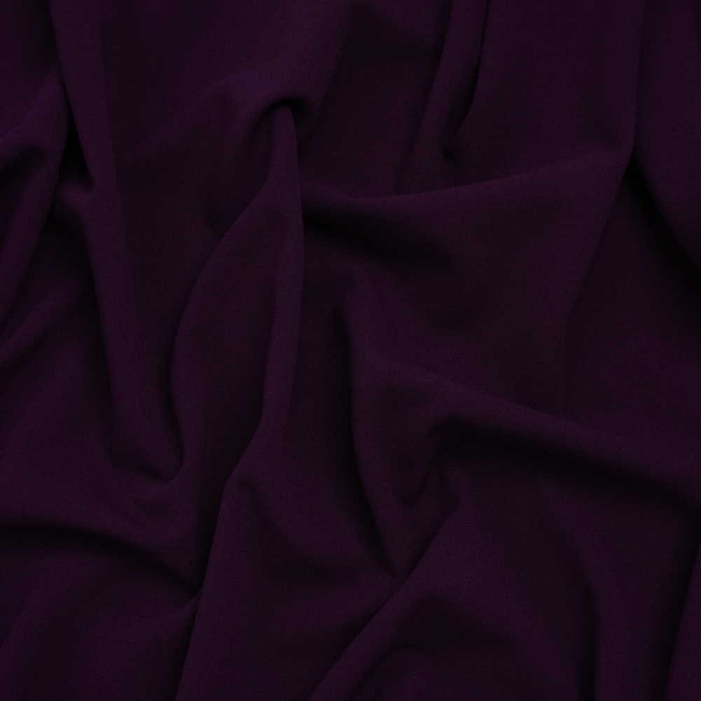 Stretch Polyester Crepe Double Knit – Plum Purple – Designer Deadstock Stretch Polyester Crepe Double Knit – Plum Purple – Designer Deadstock