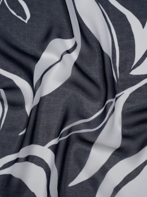 Polyester Chiffon Print – Navy Blue and White Flowing Leaves – Designer Deadstock Polyester Chiffon Print – Navy Blue and White Flowing Leaves – Designer Deadstock