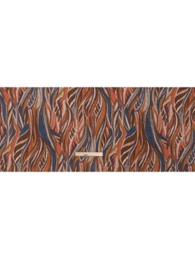 Lightweight Crinkled Rayon and Nylon Woven Print -Terracotta, Brown and Muted Blue Leafy Lines and Texture – Designer Deadstock Lightweight Crinkled Rayon and Nylon Woven Print -Terracotta, Brown and Muted Blue Leafy Lines and Texture – Designer Deadstock