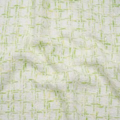 Tweedy Polyester Boucle – White and Lime Green Plaid – Deadstock Tweedy Polyester Boucle – White and Lime Green Plaid – Deadstock