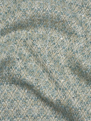 Metallic Wool Blend Tweed with Baby Sequins – Aqua, White and Gold – Deadstock Metallic Wool Blend Tweed with Baby Sequins – Aqua, White and Gold – Deadstock