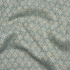 Metallic Wool Blend Tweed with Baby Sequins – Aqua, White and Gold – Deadstock Metallic Wool Blend Tweed with Baby Sequins – Aqua, White and Gold – Deadstock