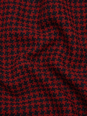 Metallic Tweed – Red and Navy Houndstooth – Deadstock Metallic Tweed – Red and Navy Houndstooth – Deadstock