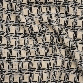 Wool Blend Boucle Tweed – Ivory and Black Houndstooth – Deadstock Wool Blend Boucle Tweed – Ivory and Black Houndstooth – Deadstock