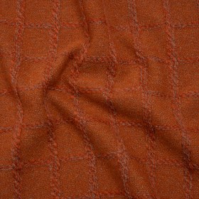 Wool Blend Boucle Tweed – Burnt Orange and Taupe Raised Windowpane Checks – Deadstock Wool Blend Boucle Tweed – Burnt Orange and Taupe Raised Windowpane Checks – Deadstock