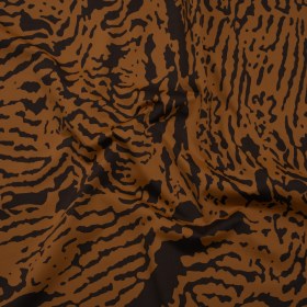 Stretch Nylon Jersey – Warm Tan and Black Tiger Stripes – Designer Deadstock Stretch Nylon Jersey – Warm Tan and Black Tiger Stripes – Designer Deadstock