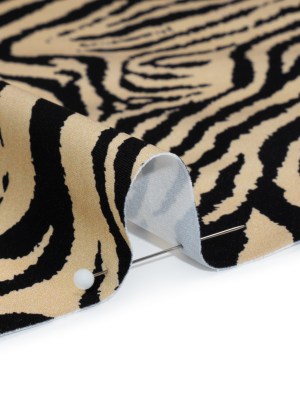 Stretch Nylon Interlock Knit – Beige and Black Zebra Stripes – Designer Deadstock Stretch Nylon Interlock Knit – Beige and Black Zebra Stripes – Designer Deadstock