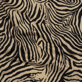 Stretch Nylon Interlock Knit – Beige and Black Zebra Stripes – Designer Deadstock Stretch Nylon Interlock Knit – Beige and Black Zebra Stripes – Designer Deadstock