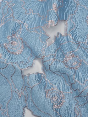 Metallic Burnout Brocade – Sky Blue and Baby Pink All-Over Outlined Flowers Metallic Burnout Brocade – Sky Blue and Baby Pink All-Over Outlined Flowers