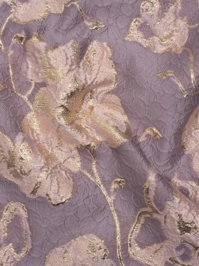 Metallic Brocade – Lilac, Baby Pink and Gold Flowers on Flowers Metallic Brocade – Lilac, Baby Pink and Gold Flowers on Flowers