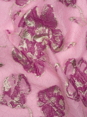 Metallic Brocade – Pink, Magenta and Gold Flowers on Flowers Metallic Brocade – Pink, Magenta and Gold Flowers on Flowers