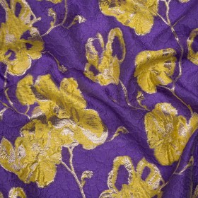 Metallic Brocade – Purple, Yellow and Gold Flowers on Flowers Metallic Brocade – Purple, Yellow and Gold Flowers on Flowers