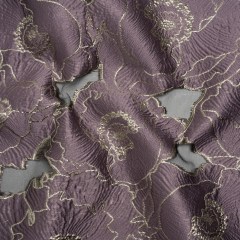 Metallic Burnout Brocade – Plum Purple and Gold All-Over Outlined Flowers Metallic Burnout Brocade – Plum Purple and Gold All-Over Outlined Flowers