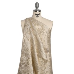 Metallic Burnout Brocade – Pale Beige and Gold All-Over Outlined Flowers Metallic Burnout Brocade – Pale Beige and Gold All-Over Outlined Flowers