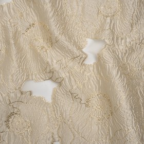 Metallic Burnout Brocade – Pale Beige and Gold All-Over Outlined Flowers Metallic Burnout Brocade – Pale Beige and Gold All-Over Outlined Flowers