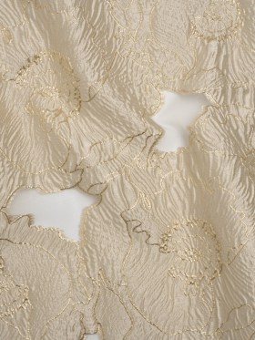 Metallic Burnout Brocade – Pale Beige and Gold All-Over Outlined Flowers Metallic Burnout Brocade – Pale Beige and Gold All-Over Outlined Flowers