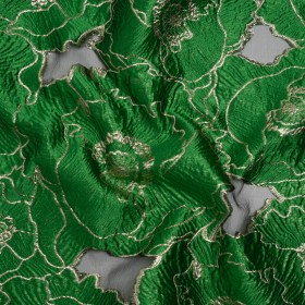 Metallic Burnout Brocade – Kelly Green and Gold All-Over Outlined Flowers Metallic Burnout Brocade – Kelly Green and Gold All-Over Outlined Flowers