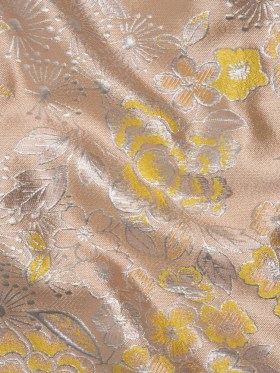 Metallic Brocade – Baby Pink, Yellow and Silver Flower Garden Metallic Brocade – Baby Pink, Yellow and Silver Flower Garden