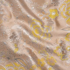 Metallic Brocade – Baby Pink, Yellow and Silver Flower Garden Metallic Brocade – Baby Pink, Yellow and Silver Flower Garden