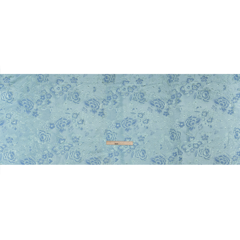 Metallic Brocade – Baby Blue and Aqua Flower Garden Metallic Brocade – Baby Blue and Aqua Flower Garden