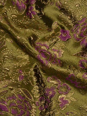 Metallic Brocade – Fuchsia, Olive Green and Gold Flower Garden Metallic Brocade – Fuchsia, Olive Green and Gold Flower Garden