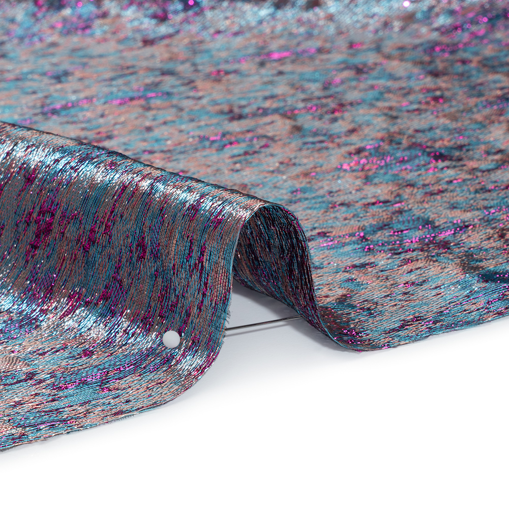 Metallic Brocade – Beige, Blue and Magenta Mottled Abstract Metallic Brocade – Beige, Blue and Magenta Mottled Abstract