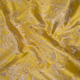 Metallic Brocade – Sunshine Yellow and Gold Flower Garden Metallic Brocade – Sunshine Yellow and Gold Flower Garden