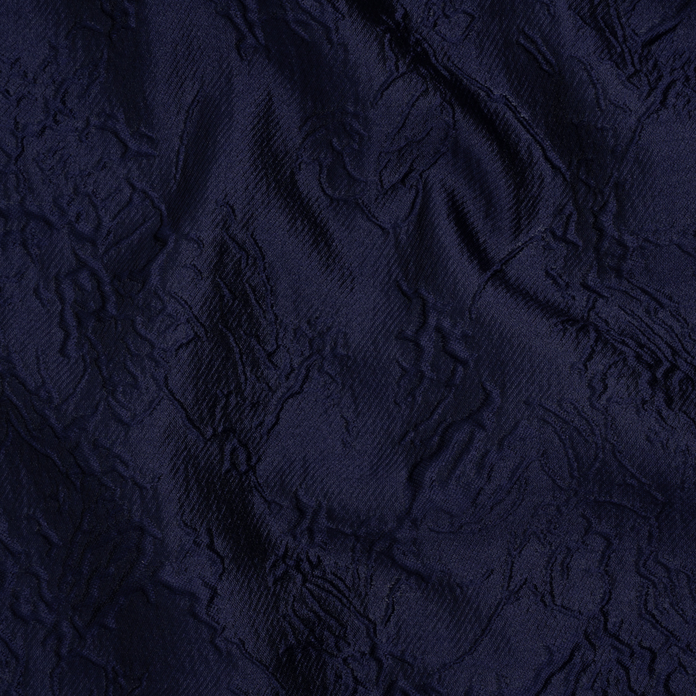 Polyester Brocade – Monochrome Midnight Navy Floral Drawings Polyester Brocade – Monochrome Midnight Navy Floral Drawings