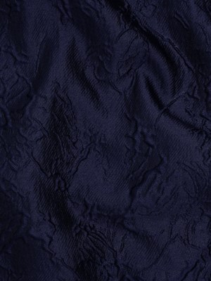 Polyester Brocade – Monochrome Midnight Navy Floral Drawings Polyester Brocade – Monochrome Midnight Navy Floral Drawings