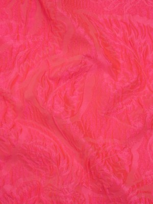Polyester Brocade – Monochrome Neon Pink Roses and Leaves Polyester Brocade – Monochrome Neon Pink Roses and Leaves